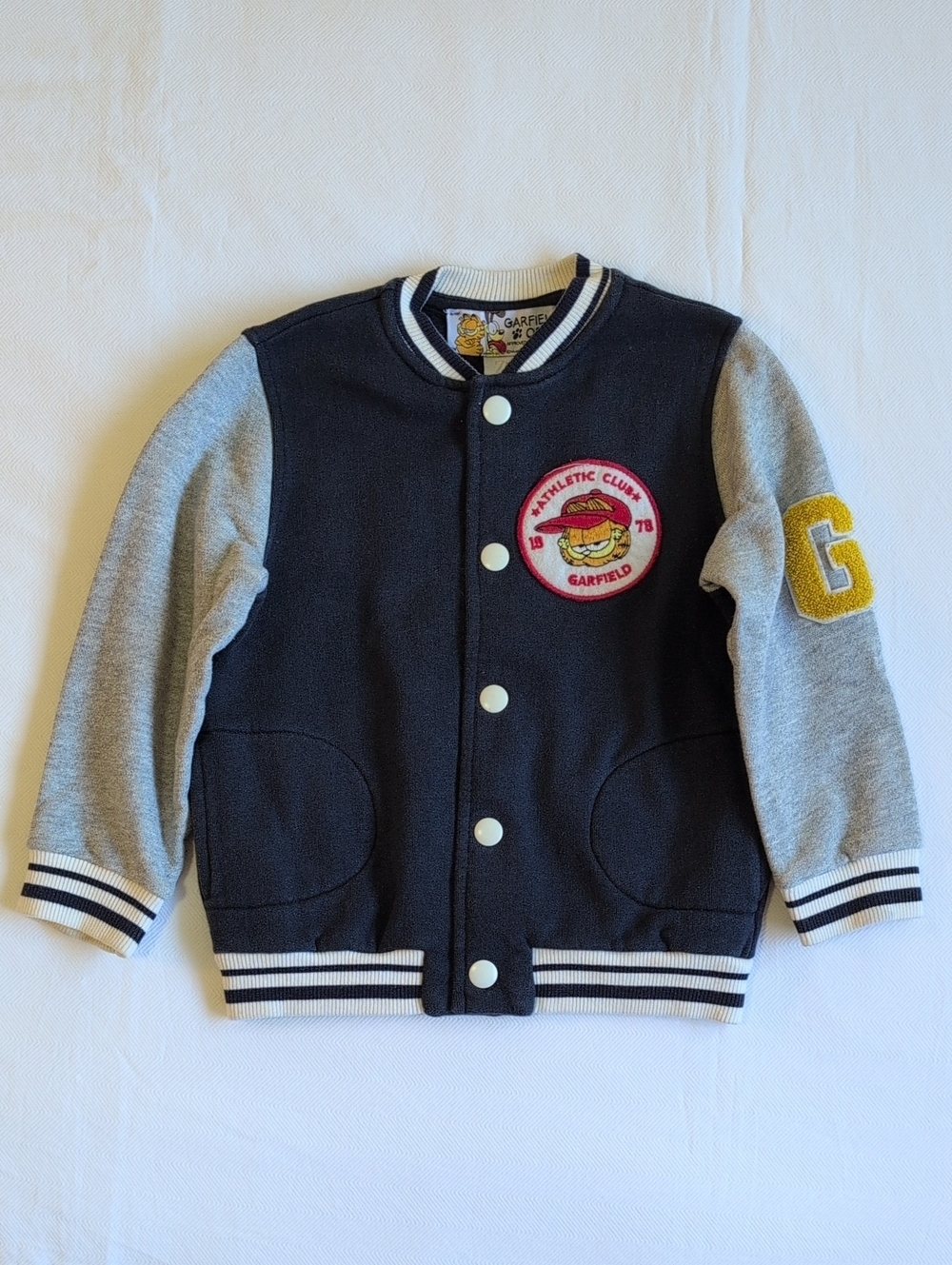 Zara Kids Garfield Varsity Bomber Jacket Collegiate Letterman 3/4Y